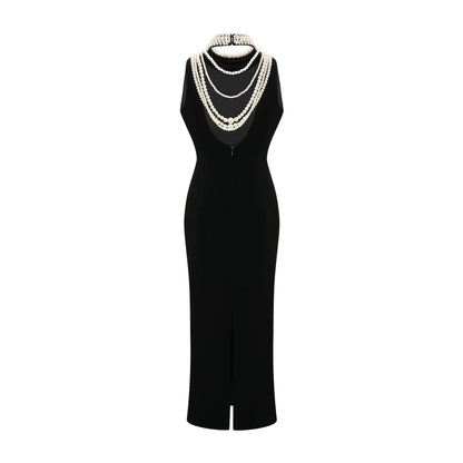 Lucena faux pearlembellished velvet dress