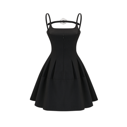 Angelica Mini Dress Camellia Pleated Open Back Chic - modified image
