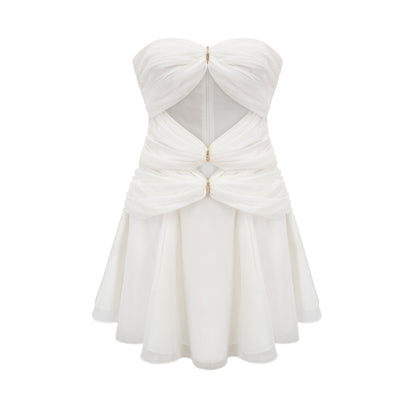 Émilienne cutout pleated offshoulder mini dress