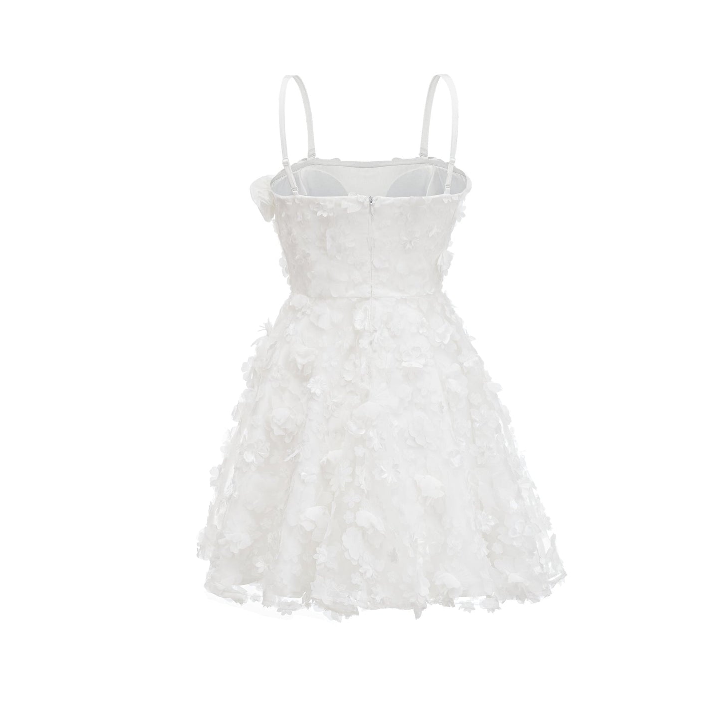 Apolline white fauxflower mini dress