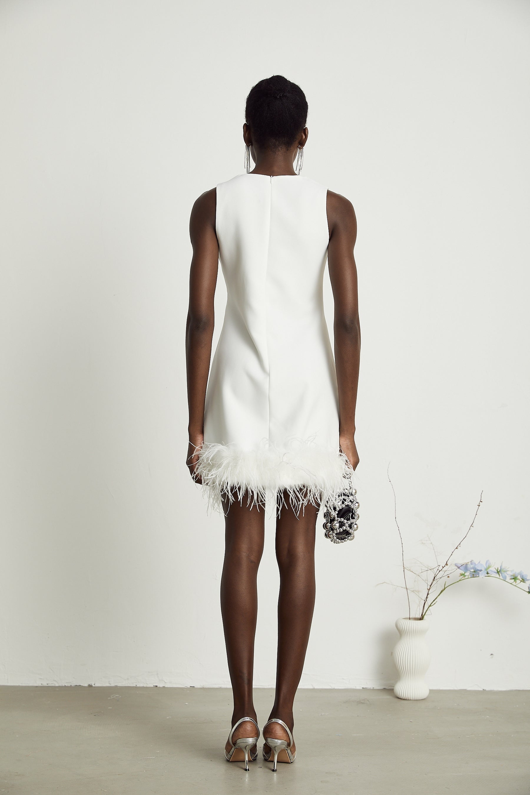 Faena embellished featherhem mini dress