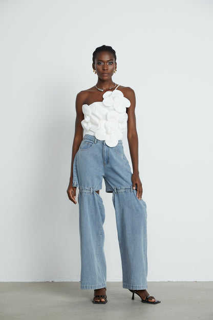 Priscille floralappliqué halterneck top