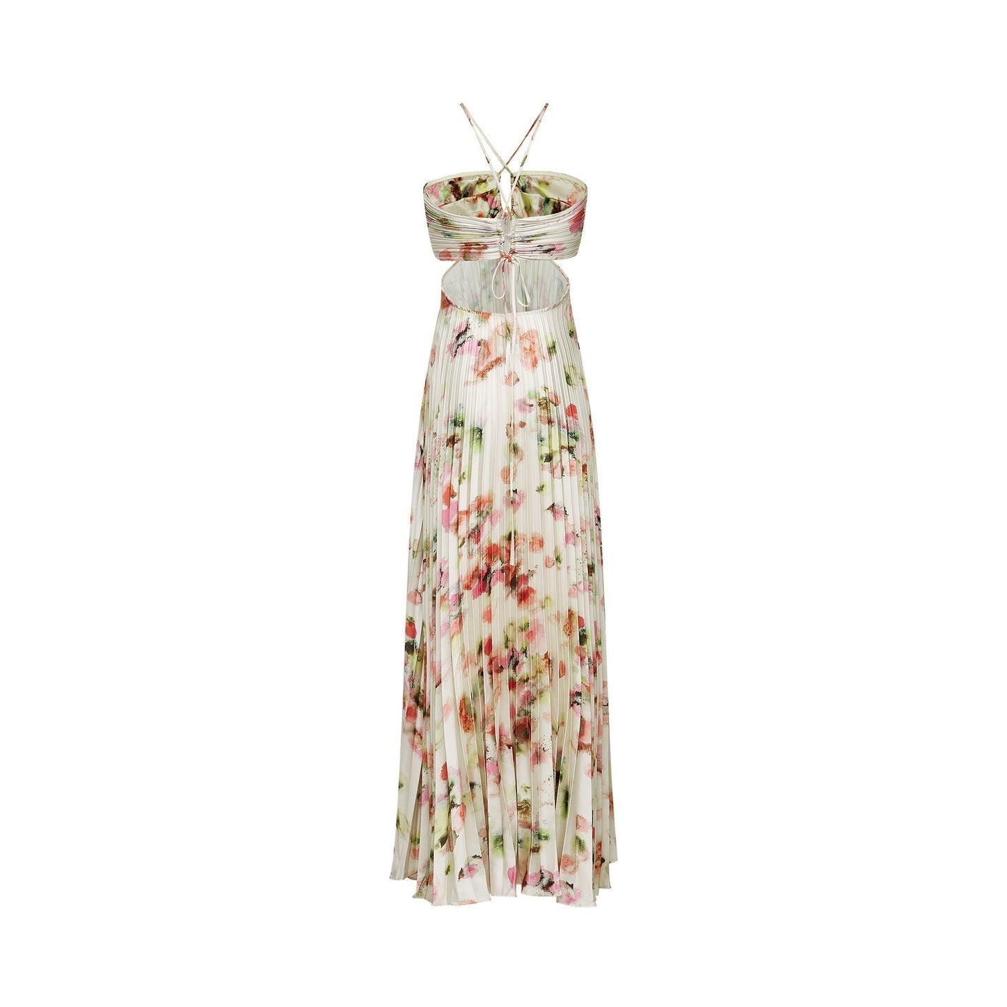 Andréa cutout floralprint pleated maxi dress