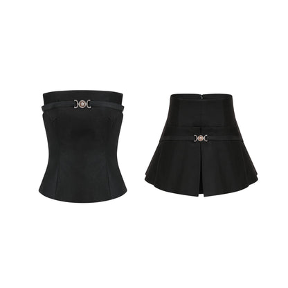Margaux black top  skirt matching set