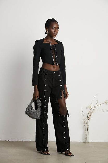 Janelle buttoned straightleg jeans