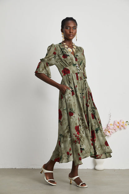 Mélisande floralprint Vneck midi dress
