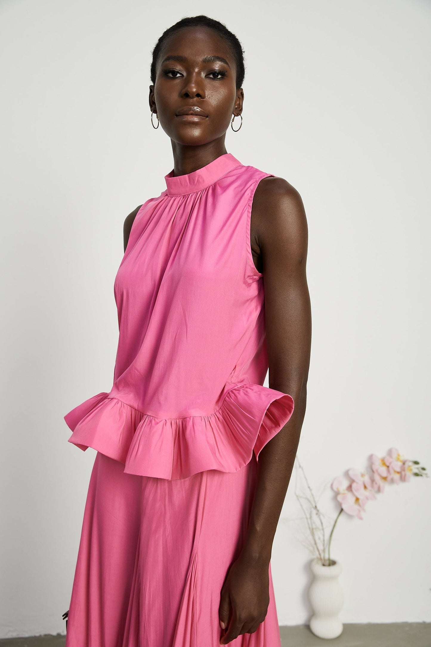 Mathilde pink ruffled top  skirt matching set