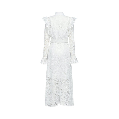 Noémie floralembroidered midi dress in White