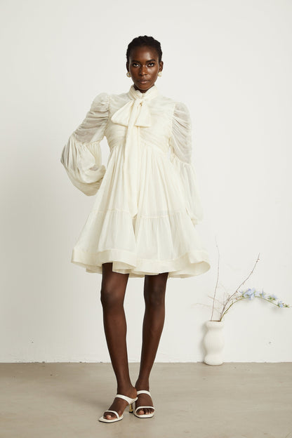 Thibaulte tuckdetail pleated tulle mini dress