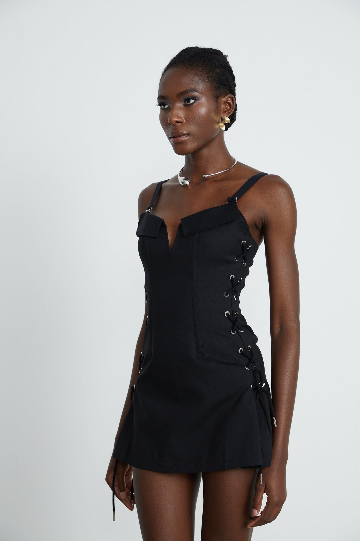 Jaina black hook  eye pocket dress
