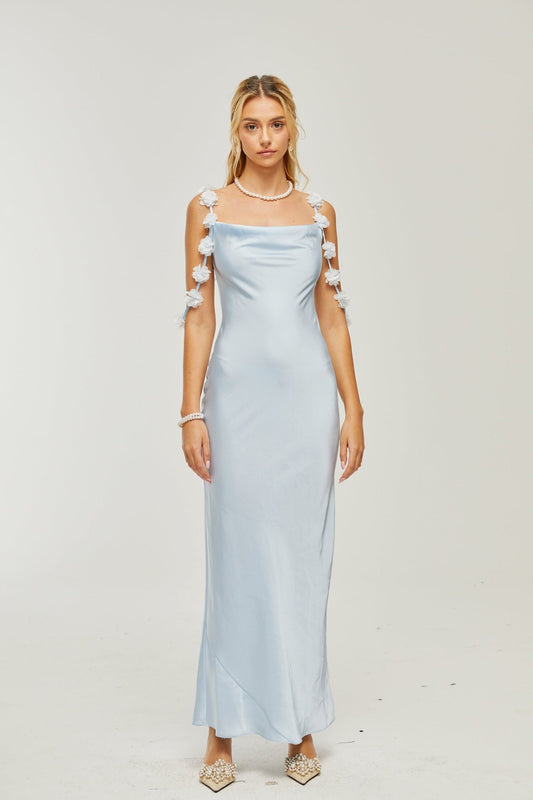 Capri floralstraps satin maxi dress