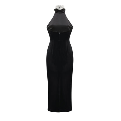 Caisa embellished turtleneck black dress