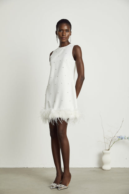 Faena embellished featherhem mini dress