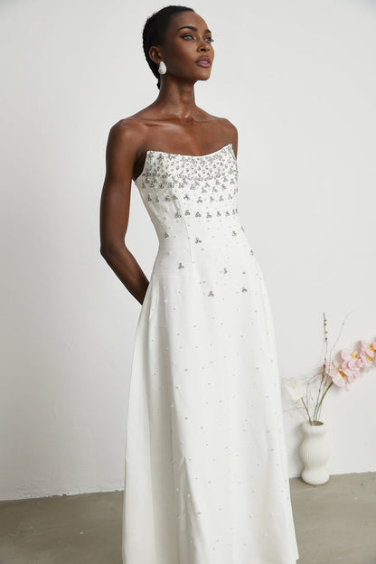 Melisande white embellished maxi dress