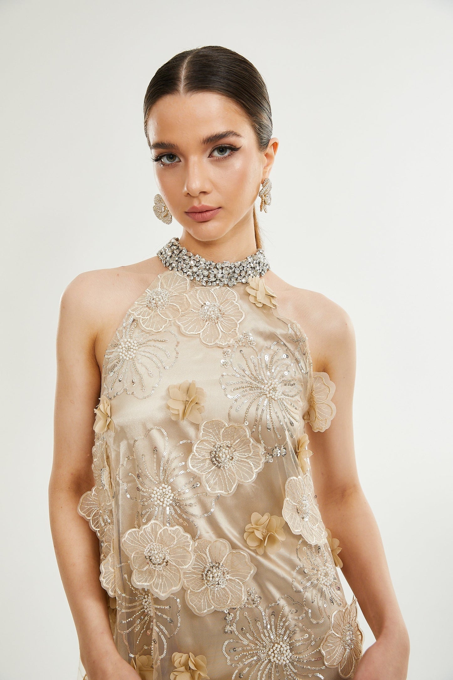 Liane embellished floral mini dress
