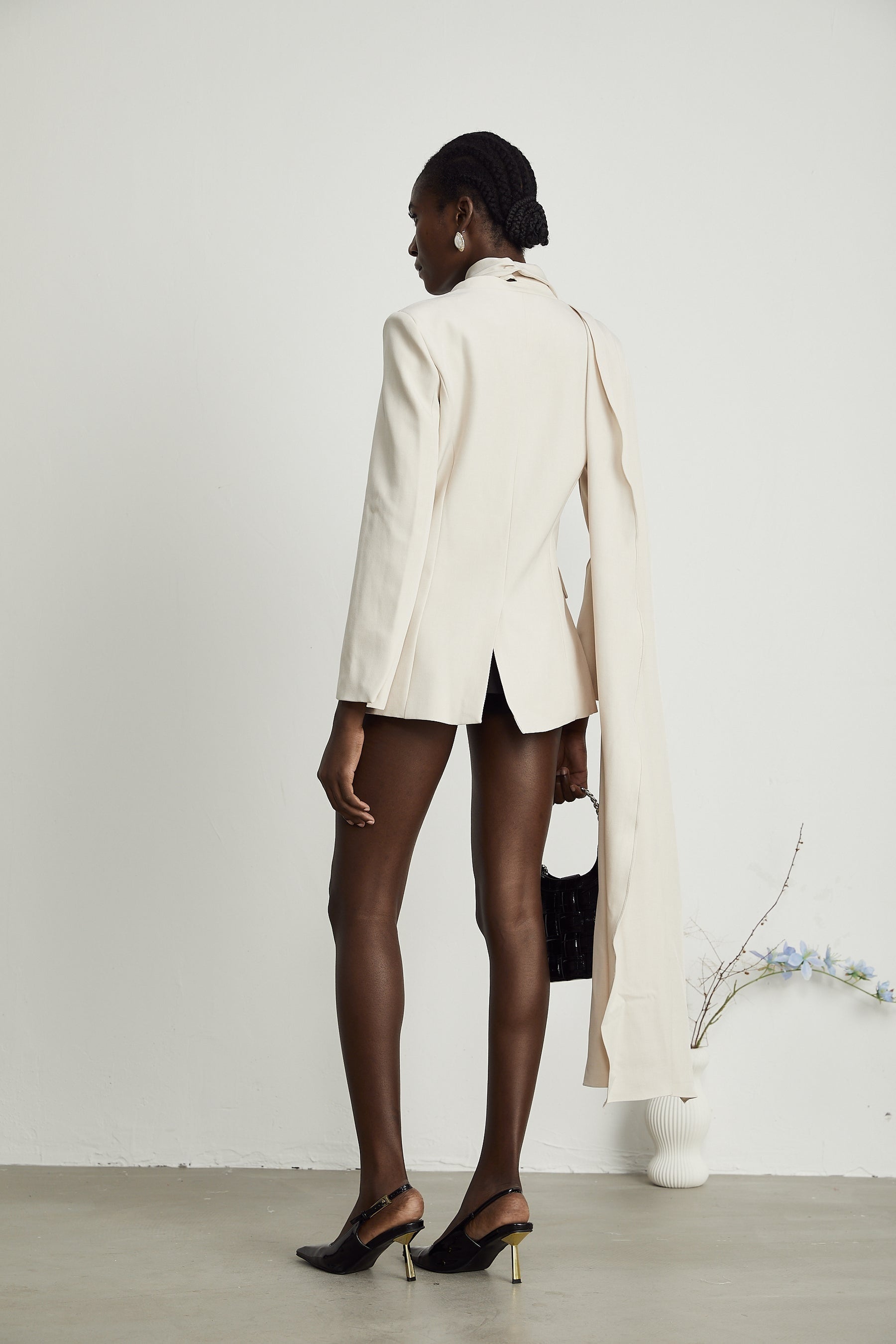 Coralie shawldetailed jacket in Neutrals