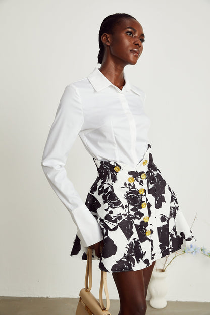 Léonor floralprint shirt  skirt matching set