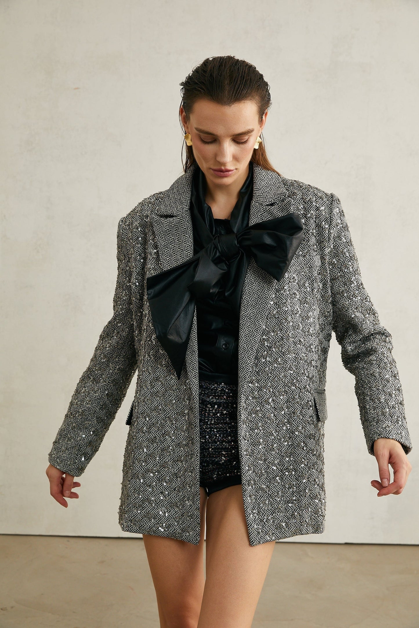 Solène herringboneprint blazer