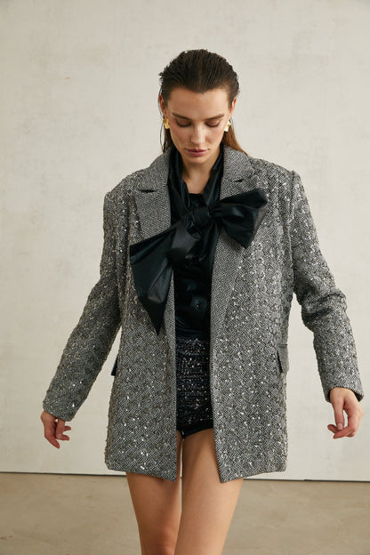 Solène herringboneprint blazer