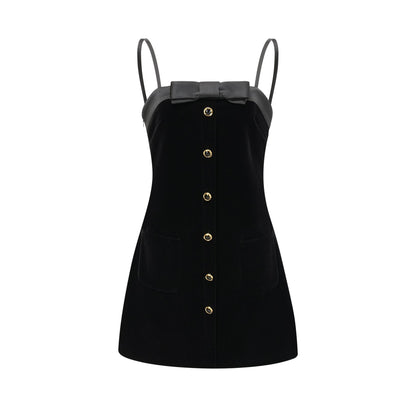Reeva bowembellished velvet mini dress