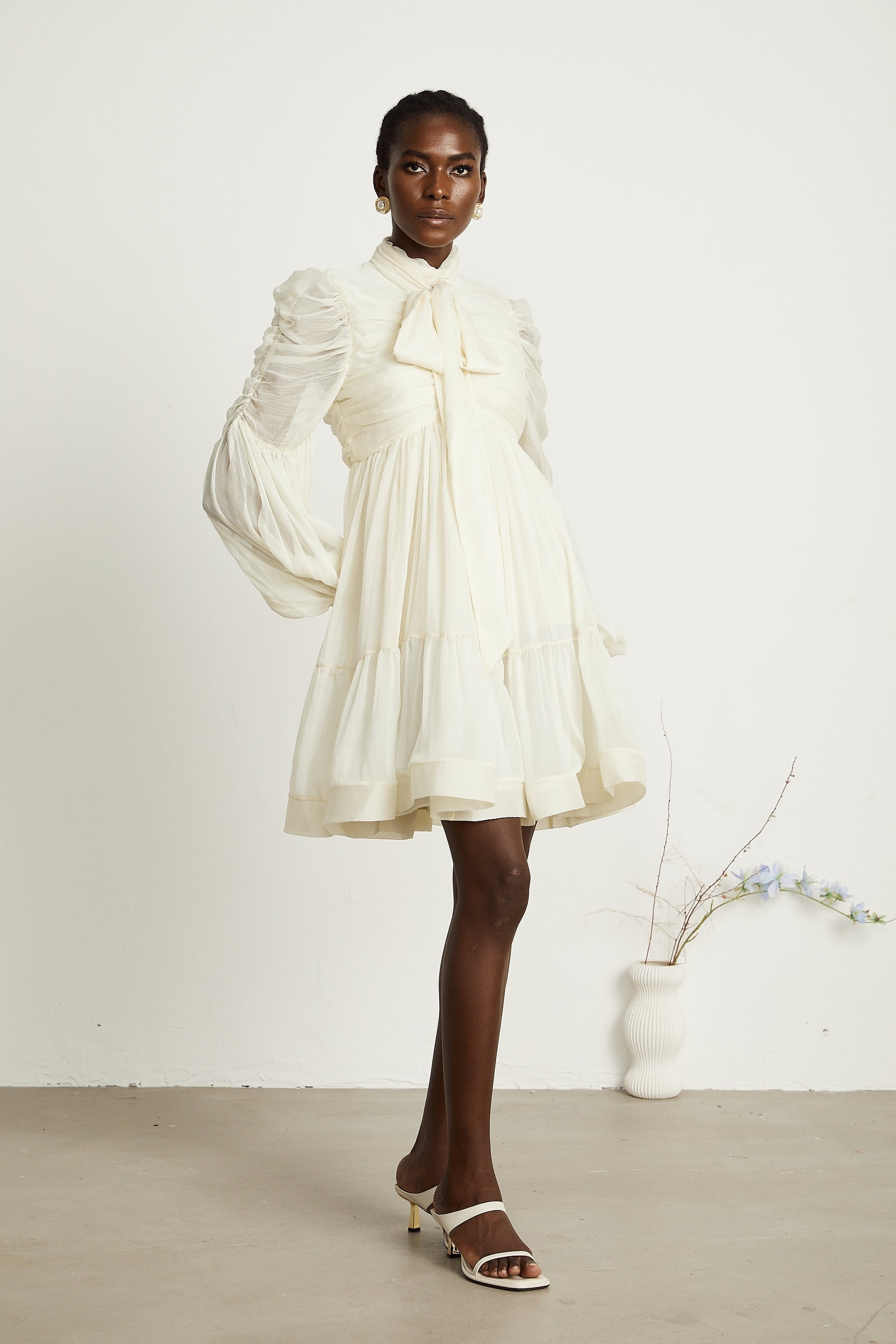 Thibaulte tuckdetail pleated tulle mini dress