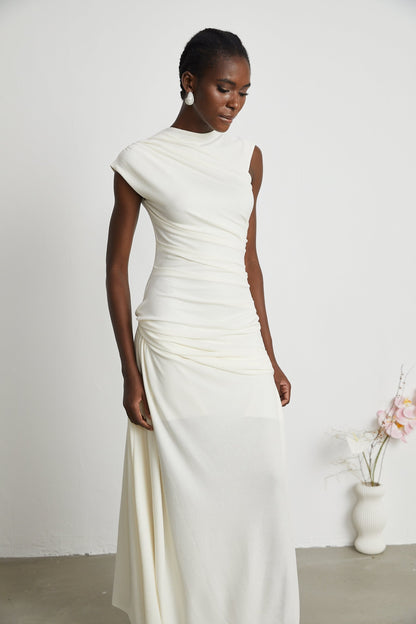 Lanetta jerseyknit draped midi dress