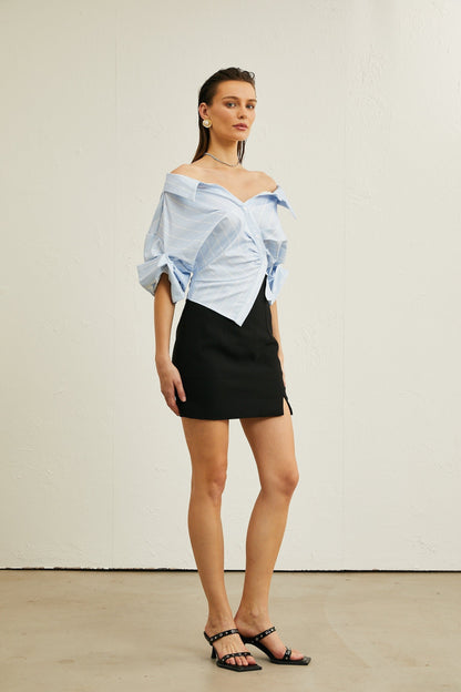 Hélène striped offshoulder blouse