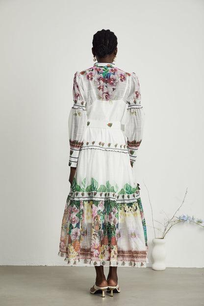 Gabi ruffled floralprint midi dress