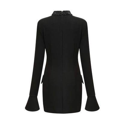 Gaëlle black embellished longsleeved dress
