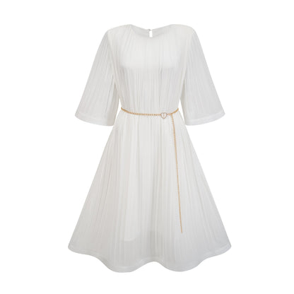 Gaëlle flaredsleeve pleated midi dress