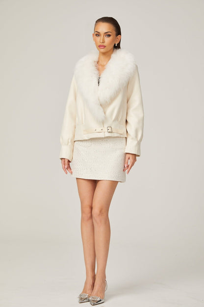 Évangéline white suede fur jacket