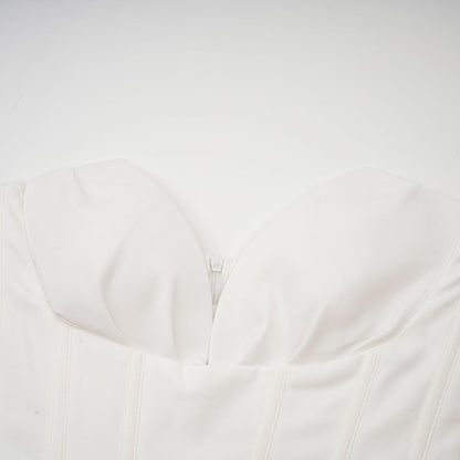 Katherine offshoulder corset midi dress in White