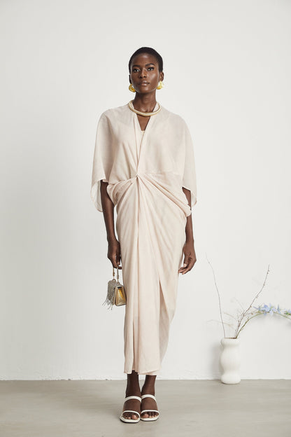Solène semisheer Vneck midi dress