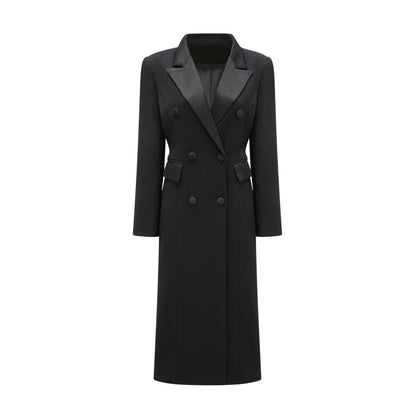 Black double breasted long coat named Eithne