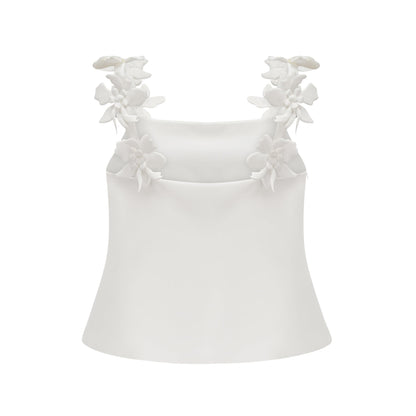 Odette white fauxfloral top  skirt matching set
