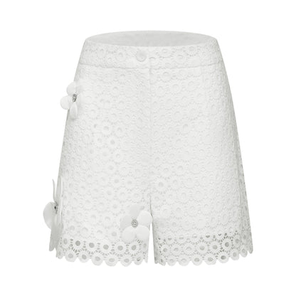 Calla fauxflower cutout blouse  shorts matching set