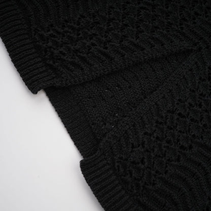 Black sequined crochet knit cardigan and skirt set named Ophelie